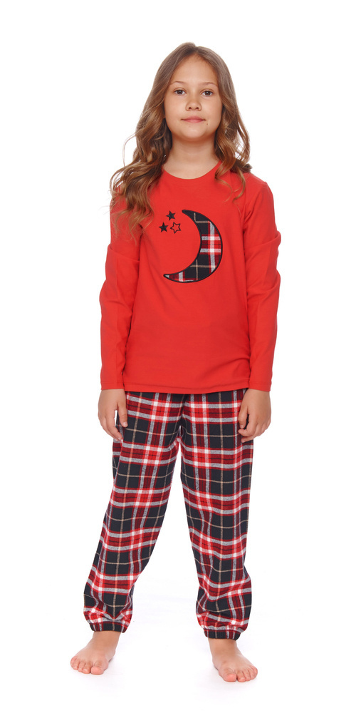 PDU.4493 "Black Red Moon Viscose" Piżama dziecięca Unisex Doctor Nap - red