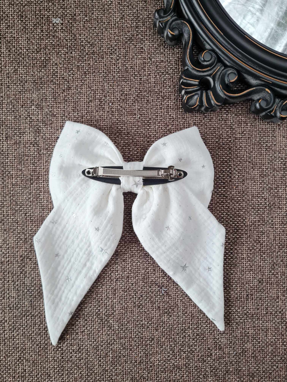 Muślinowa kokarda do włosów KMB16 Marija - biały