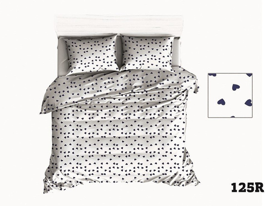 Pościel bawełniana R121 serca szary