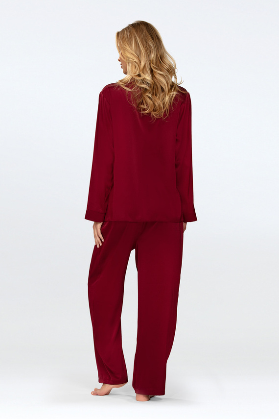 Piżama damska satynowa Amina DKaren - bordo