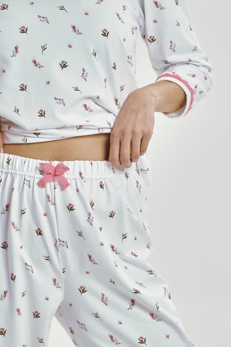 Taro 3432 Elodie piżama damska biała bawełniana rękaw 3/4