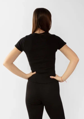 Bluzka damska prążkowana Halima Dkaren - czarny