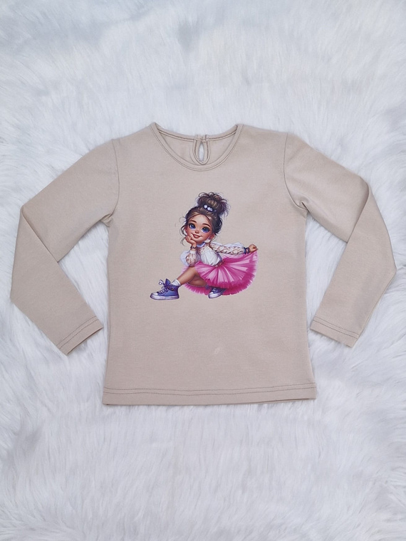 Bluzka długi rękaw Sweet Girl Bambarillo beżowy