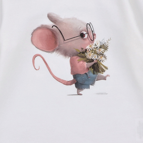 Lagarto Verde bluzka dla dziewczynki z długim rękawem ecru– modna, bawełniana, trwała