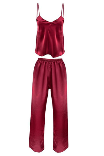 Piżama Damska Satynowa Iga DKaren - bordo