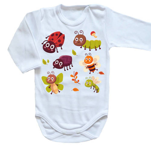 Body długi rękaw "SŁODKIE OWADY" Moocha biały