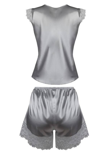 Piżama Damska Satynowa Madison DKaren - srebrny 