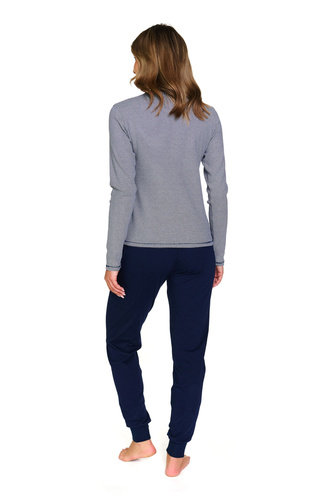 Doctor Nap 7352 – Piżama damska z bawełny | Długi rękaw, spodnie jogger - blackberry