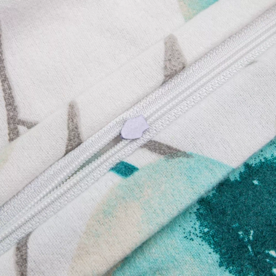 Pościel flanelowa kwiaty 31504/1 Darymex biały/turkusowy