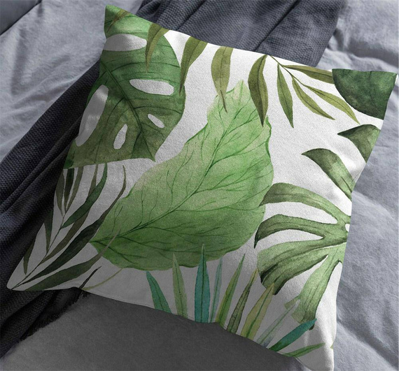 Poszewka dekoracyjna 4154 A Panama 98 Detexpol zielona liście monstery