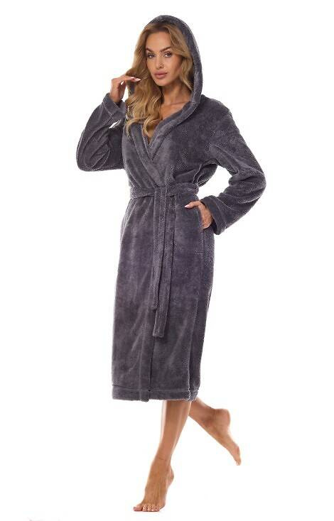 Długi Szlafrok Damski 2412 Night L&L - onyx