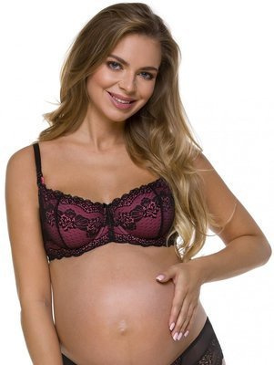 Miękki biustonosz do karmienia 3112 Lupoline- czarny-różowy