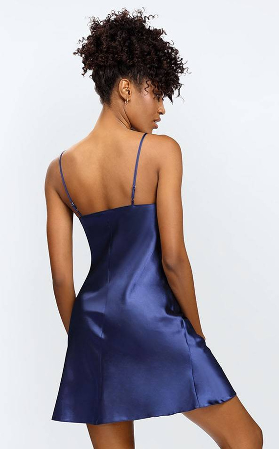 Halka satynowa Kamaria koszulka damska DKaren - granat