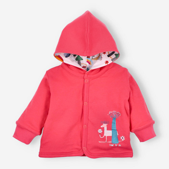 Bluza dwustronna Kolorowy Las z bawełny organicznej Nini malinowy