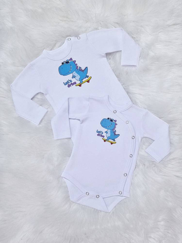 Body z długim rękawem kopertowe Let's Drive Bambarillo biały 