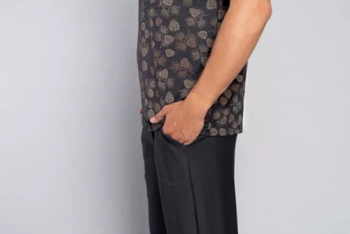 Piżama Męska z krótkim rękawem i spodenkami Pinus Italian Fashion - druk/grafit 