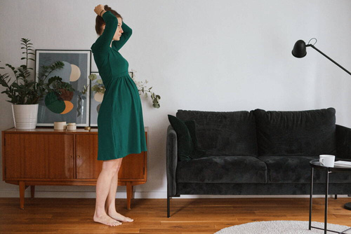 Sukienka ciążowa i do karmienia rękaw Carry  7/8 Milk&Love butelkowa zieleń