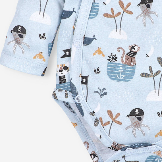 Body kopertowe z bawełny organicznej Piraci Nini niebieski