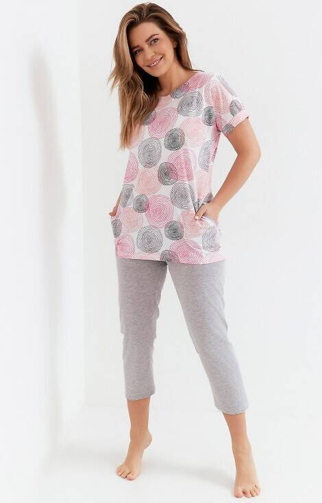 Piżama damska 273 Cana- różowy-szary