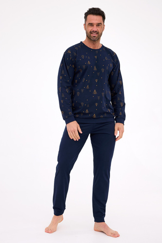 Cornette Night 3 457/299 – świąteczna piżama męska z bawełny, długi rękaw, eleganckie pudełko