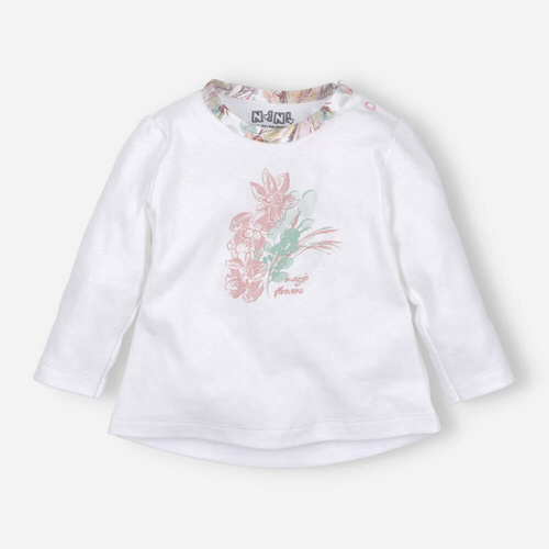Bluzka z bawełny organicznej Magic Flowers Nini-biała