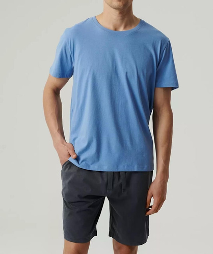 Piżama męska krótki rękaw NMP-379 Atlantic-niebieski grafitowy