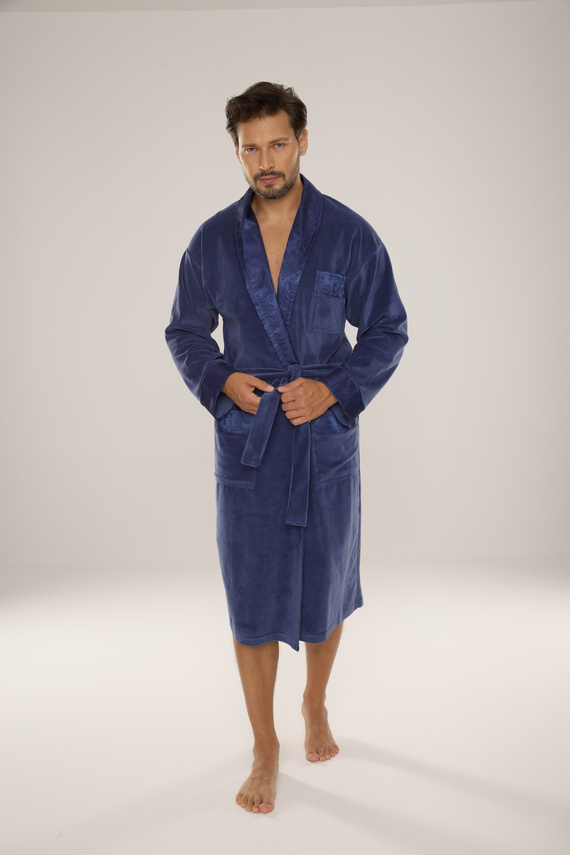 De Lafense Noble 868 – szlafrok męski welurowy elegancki, praktyczny, wygodny, jeans