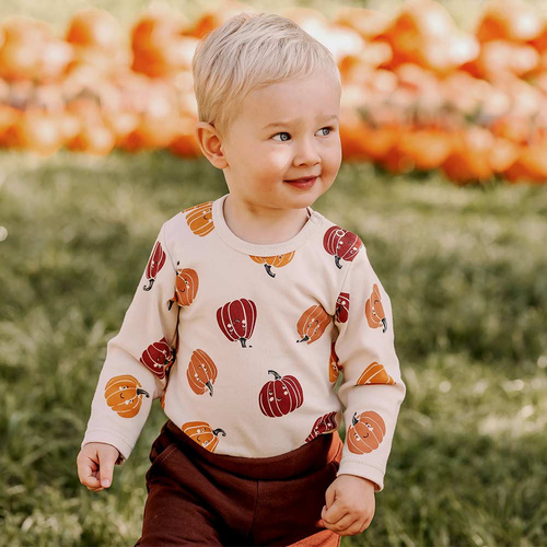 Eevi Body niemowlęce Halloween – bawełna, dynie, ecru