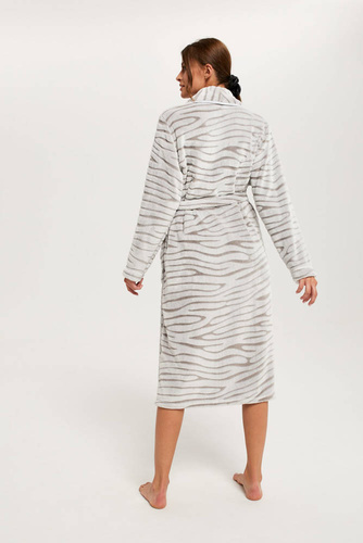 Szlafrok damski wiązany Asma Italian Fashion - szary