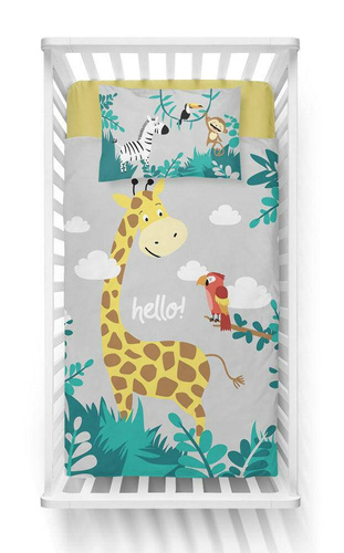 Pościel bawełniana do łóżeczka 3945 B Mayamoo 105 żyrafy Detexpol szary