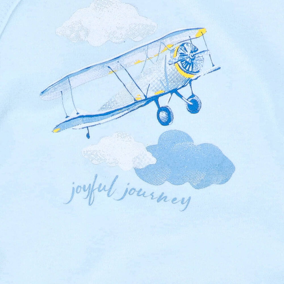 Pajacyk chłopięcy bawełniany Samoloty Nini błękitny