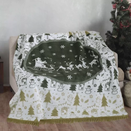 Koc świąteczny 24161A choinki Darymex zielony
