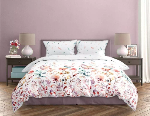 Pościel satynowa kwiaty Milargo Verde 001 Faro różowy 