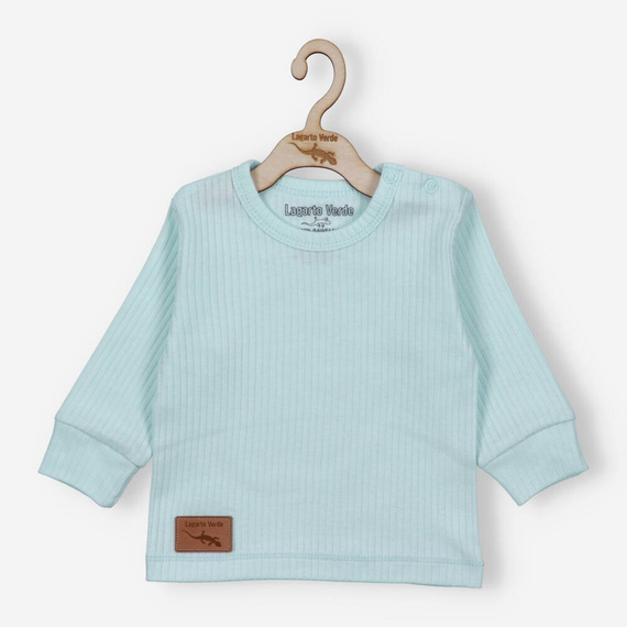 Bluzka z dzianiny prążkowej Lagarto Verde - niebieski