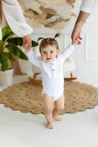 Body długi rękaw muślinowe "Bamboo Muslin Girl Milk" Makoma