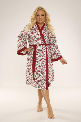 Szlafrok damski 468/473 Mia Plus Size Forex - bordowy