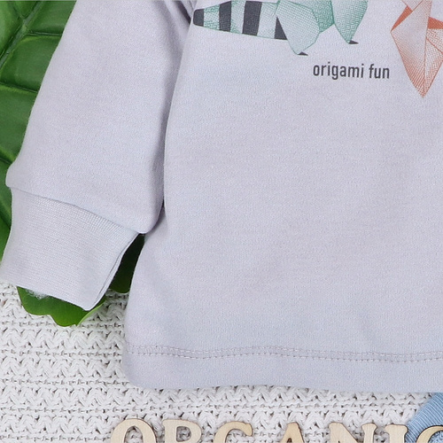 Bluzka z bawełny organicznej Fun Origami Nini szary