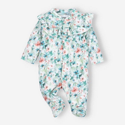 Pajacyk z bawełny organicznej Flowers Nini druk