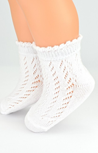 SB112 Skarpety dziecięce ażurowe Noviti białe 