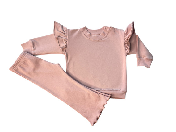 Mamatti DR2568 – komplet dziewczęcy z bluzą i legginsami w modnym różu