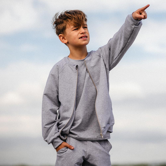 Eevi bomberka dla dzieci Simply Comfy szara– wygodna bluza z bawełny, klasyczny krój