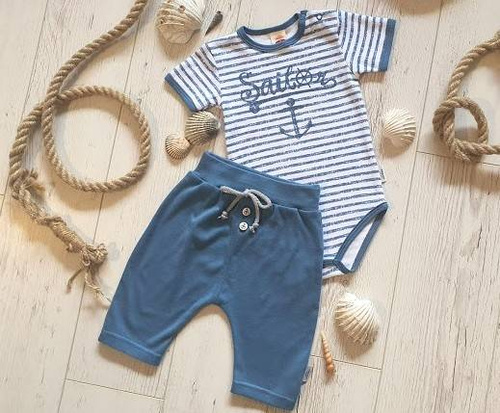 Body z krótkim rękawem "BLUE SEA"  Makoma paski