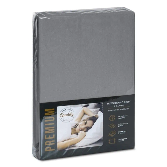 Jersey prześcieradło na wysoki materac Eurofirany stalowy