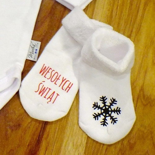 Skarpetki Wesołych Świąt Moocha biały 