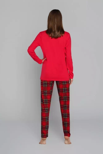 Piżama Damska długi rękaw, spodnie Zorza Italian Fashion - zielony/druk 