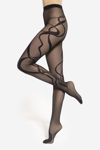 Modern 10 Gatta – rajstopy wzorzyste 40 den, linie artystyczne