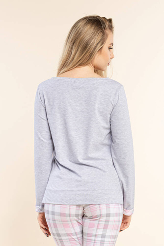 Piżama damska 5 Bonamera szary melanż, krata