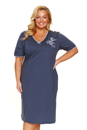 Doctor Nap 7263 – Koszula Nocna Damska Plus Size, Grafitowa