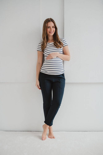 Klasyczne spodnie ciążowe GraceFit Mama Milk&Love navy