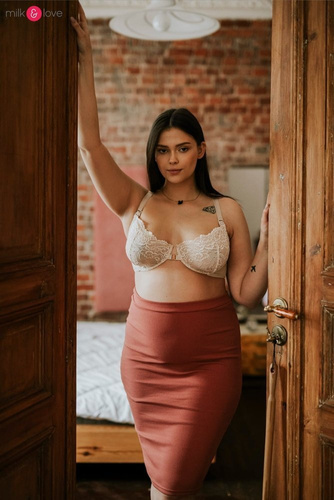 Tummy spódnica ciążowa z dzianiny w prążki Milk&Love dusty cedar